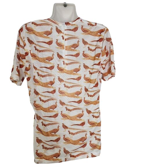 Vtg Nasharr Freres Ltd Womens Top Size Large Double Knit Pheasant Print Novelty - Picture 2 of 8